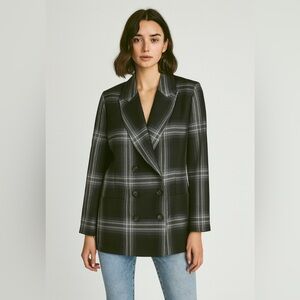 Pendleton Vintage Gray Plaid‎  Wool Double Breasted Blazer Sz. 10P